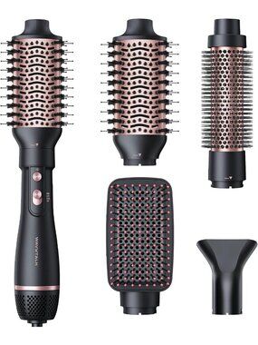 4-in-1 Hot Air Brush Set, Wavy Hair Dryer Brush for Smooth Styling & Volume